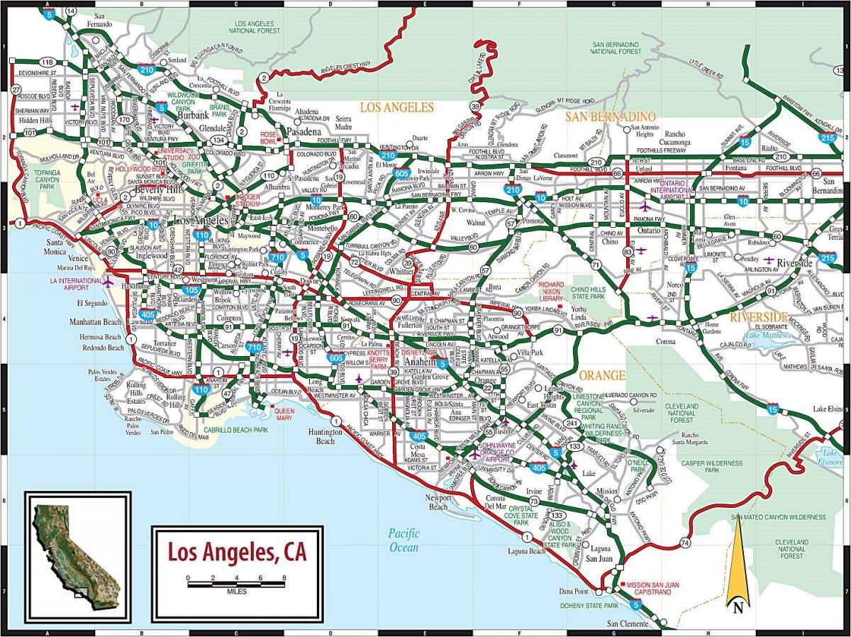 Los Angeles roads map